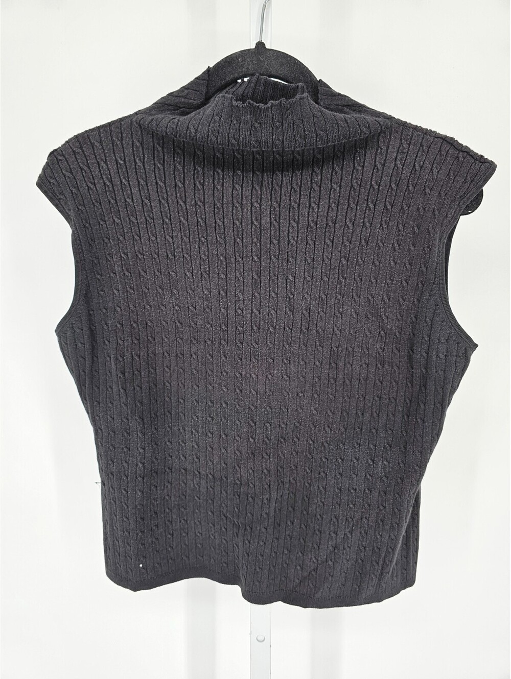 Vintage 1990s Junction West Womens Sz M Knit Turtleneck Top Black Cable Knit
